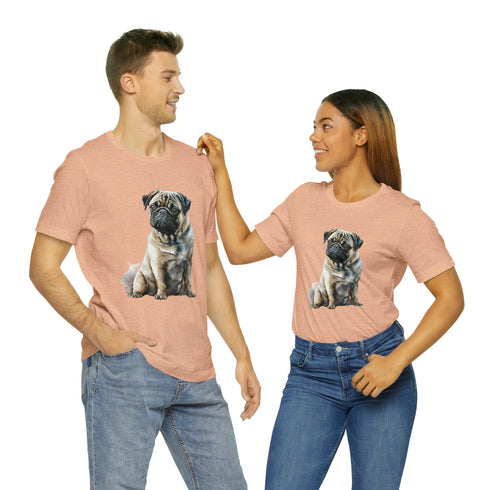 Loving Pug in Watercolor - Short Sleeve Tee
